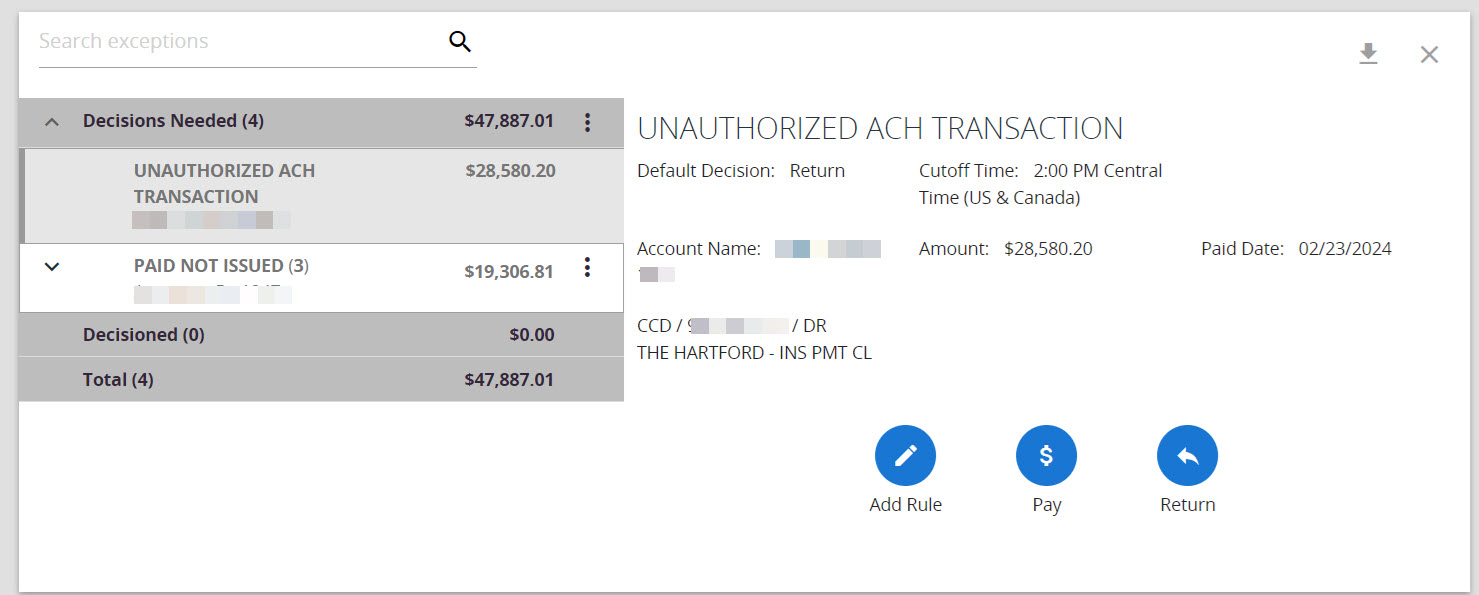 Ach and check positive pay texas capital bank